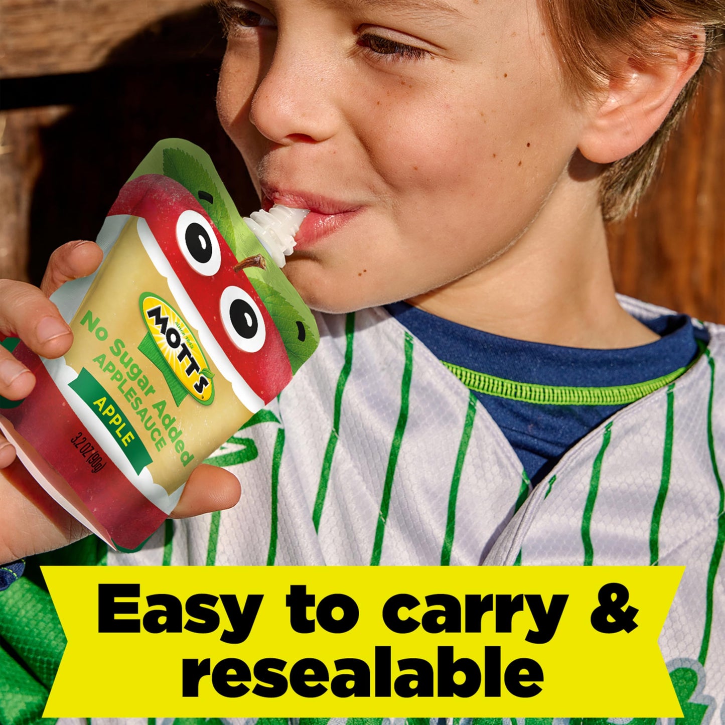 Mott's No Sugar Added Applesauce, 3.2 oz clear pouches, 4 count