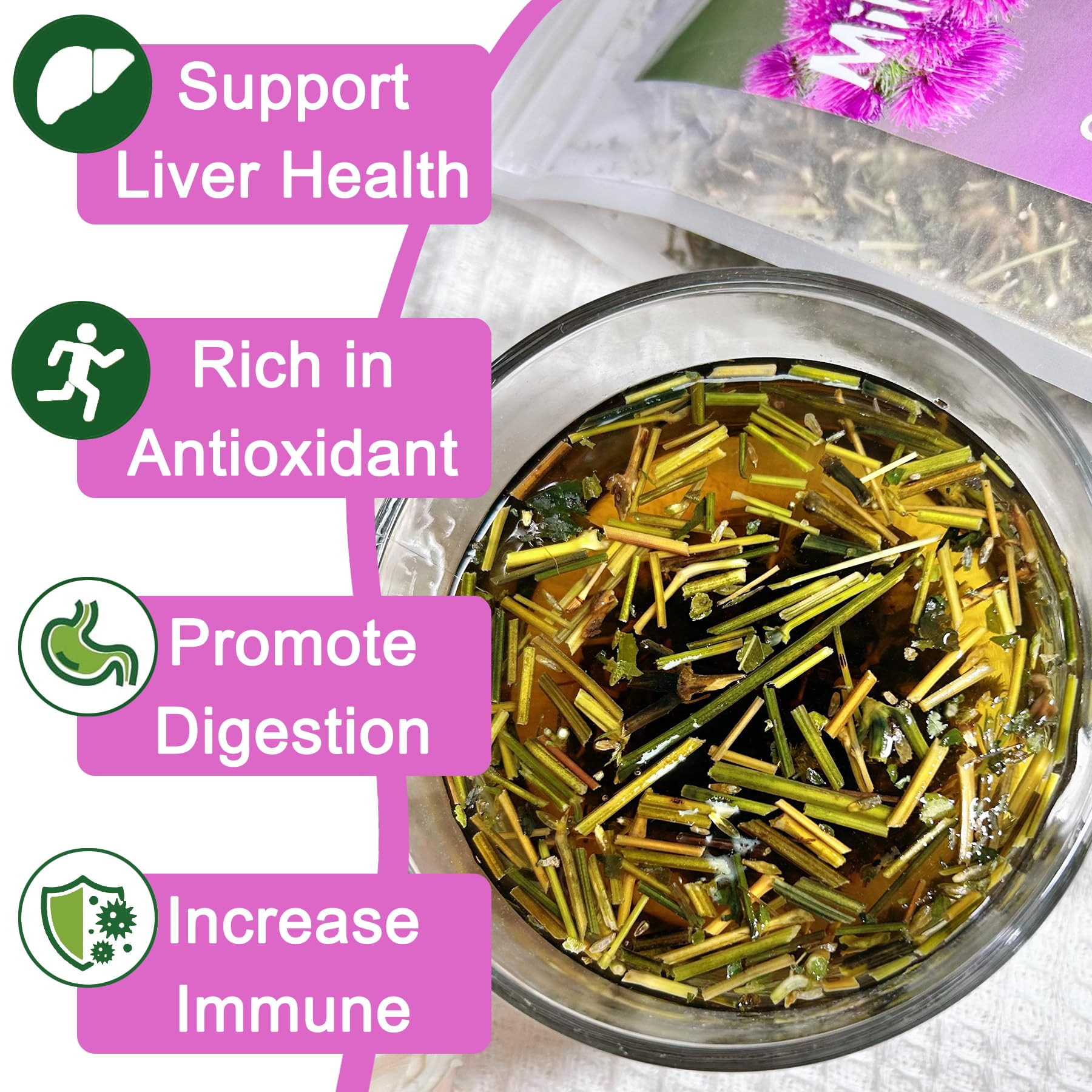 Milk Thistle Loose Tea 4oz (112g), Cardo Mariano Natural Wildcrafted Cardo Marin Herbal Tea for Liver, Raw, Caffeine-Free