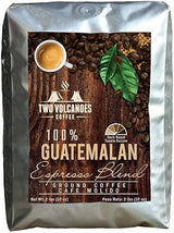 Two Volcanoes Ground Coffee - Dark Roast Espresso Blend - 2 lb bag - Guatemala Delicious Gourmet Coffee. Great for French Press. Get The Kick, Enjoy
