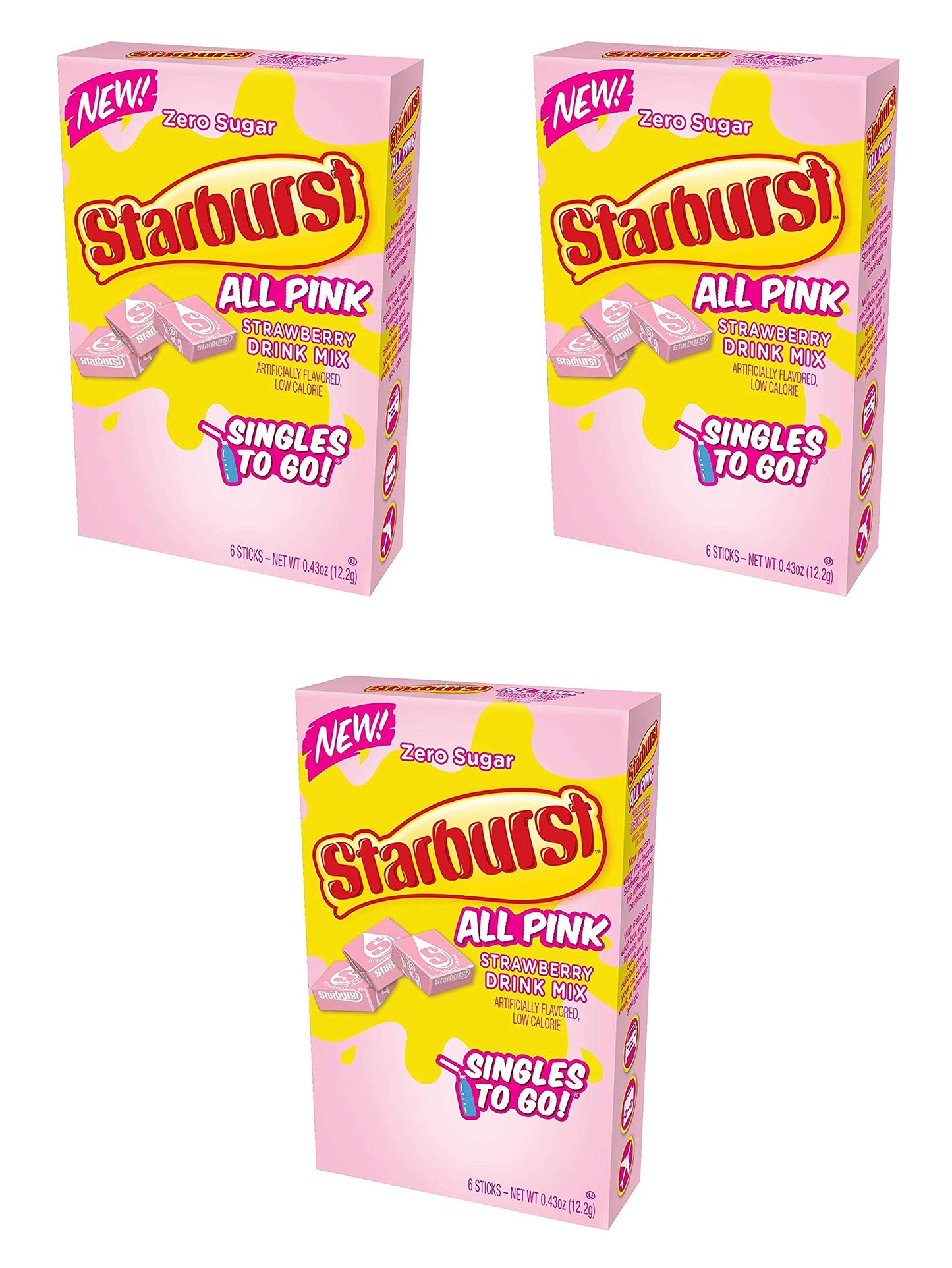 Starburst Strawberry Singles To Go Drink Mix, 0.43 OZ, 6 CT (Pack - 3) Pack of 3