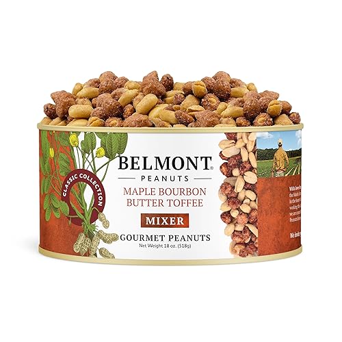 Belmont Peanuts Gourmet Maple Bourbon Butter Toffee Mixer with Maple Bourbon-Spiced Sea Salt and Butter Toffee Virginia Peanuts, 18 oz (1 Pack)