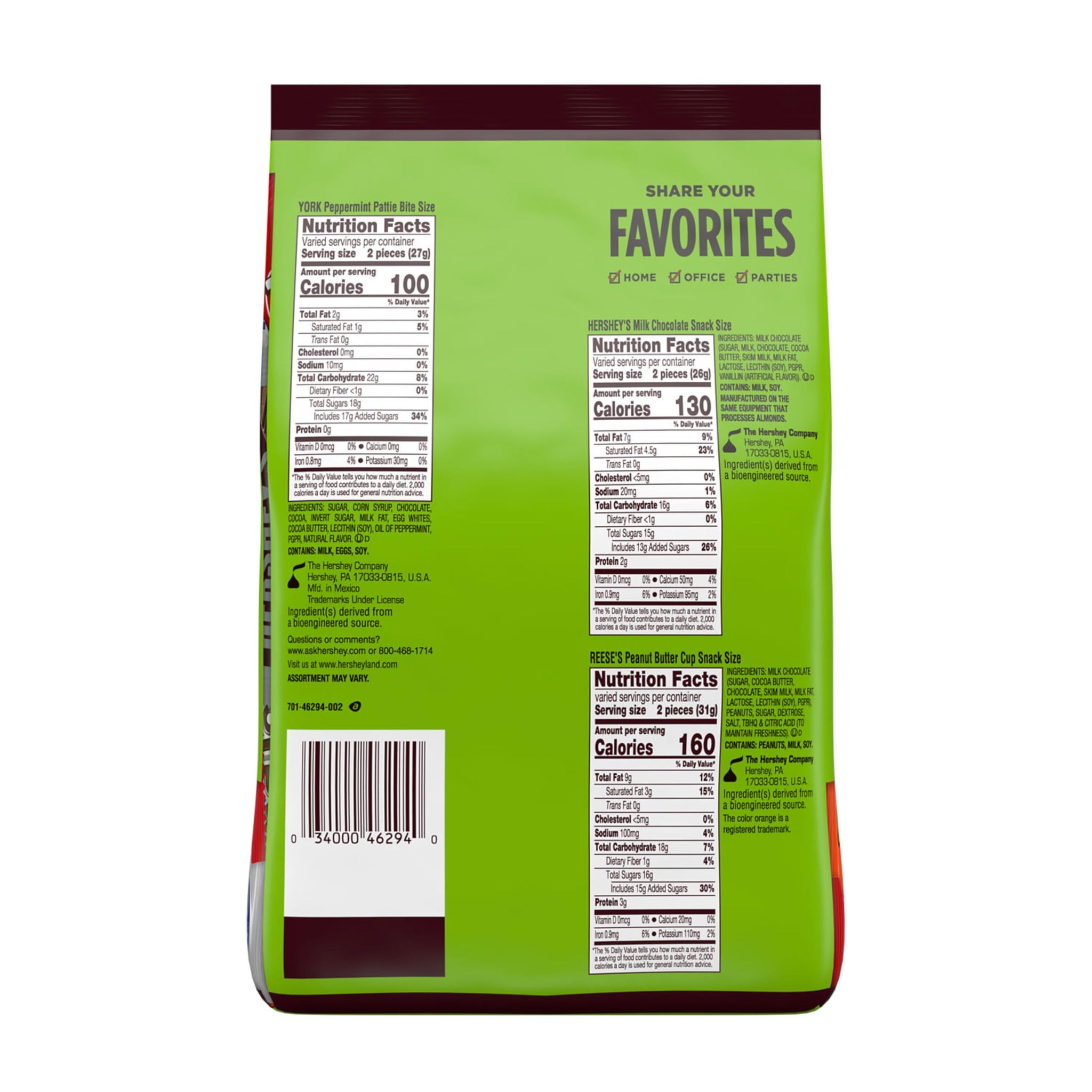 Hershey Assorted Chocolate Flavored Candy Party Pack, 25 oz