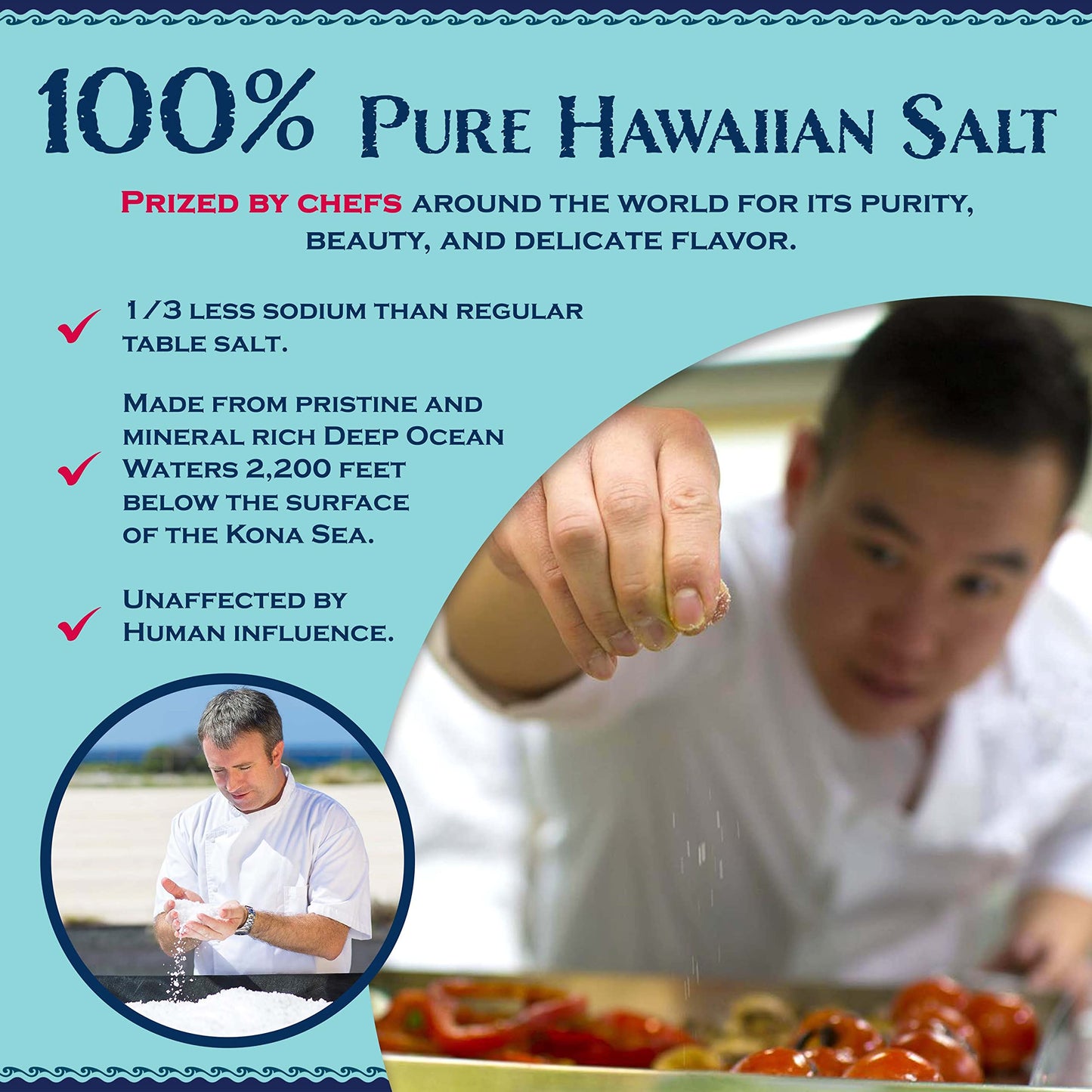Sea Salts of Hawaii Variety 3 Pack, Pure Kona Hawaiian Salt, Roasted Garlic Salt, Lemon Rosemary Flavored Hawaiian Sea Salt