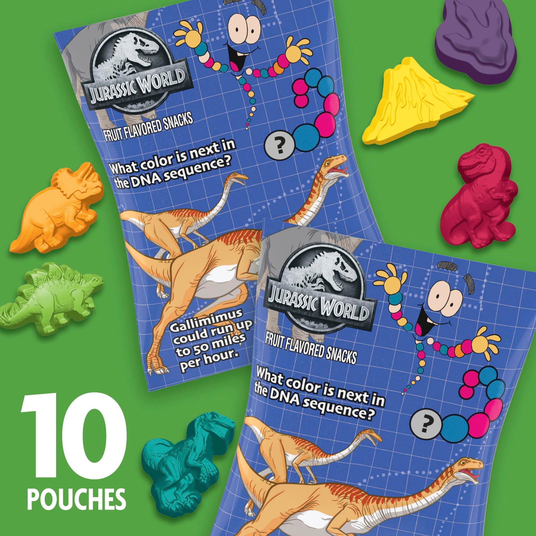 Jurassic World Fruit Flavored Snacks, Gluten Free, Kids Snacks, 10 Ct, 8 oz