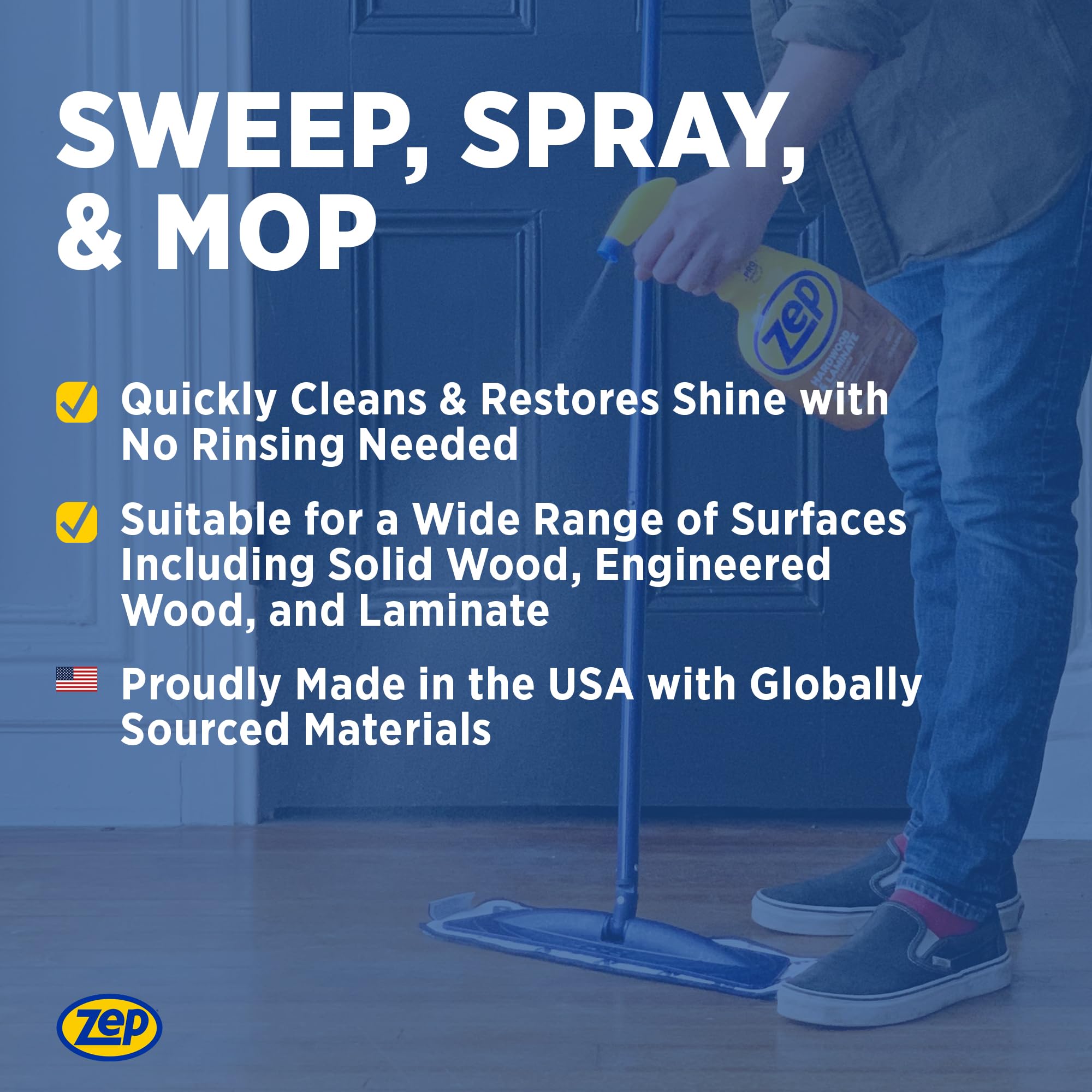 Zep Hardwood and Laminate Floor Cleaner - 32 Oz (Case of 4) - ZUHLF324 - Cleans Spots, Stains, and Scuffs while Restoring Shine on Hardwood, Laminate