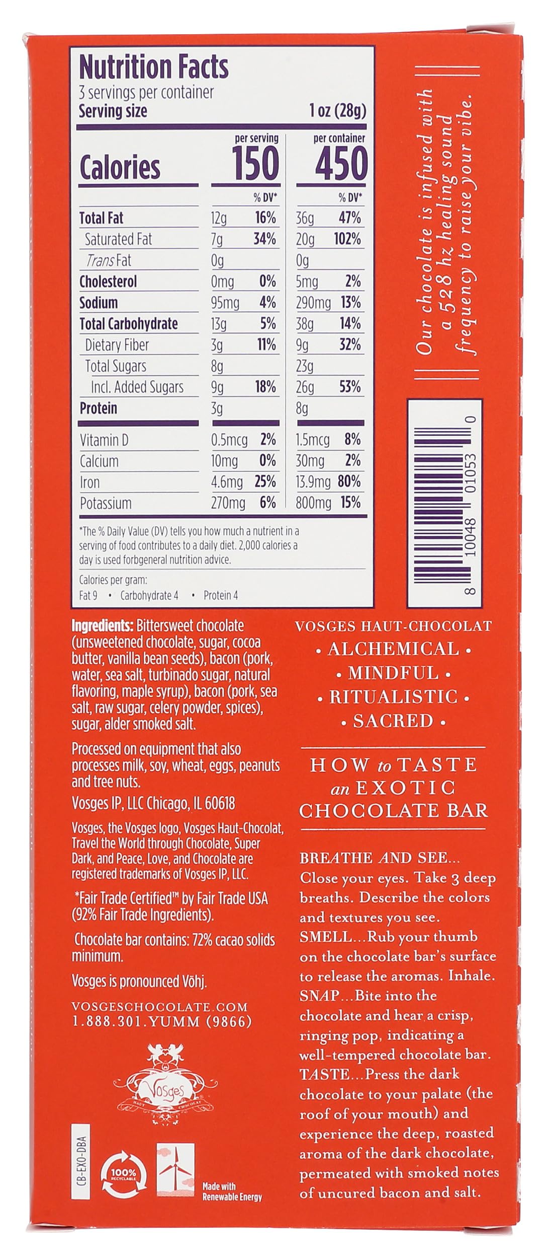 Vosges Haut-Chocolat Mo's Dark Chocolate Bacon Bar, 3oz