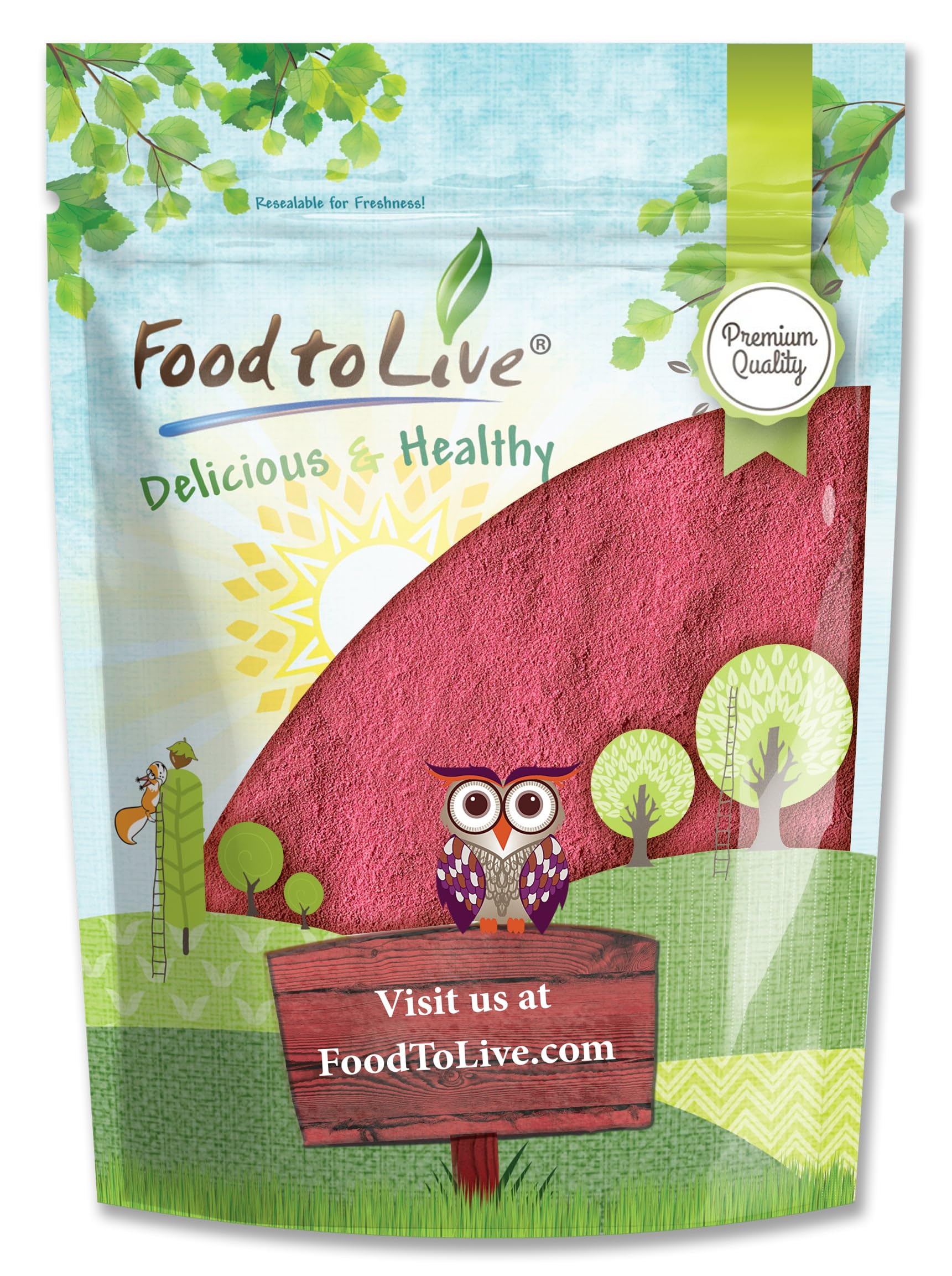 Food to Live Raspberry Juice Powder, 8 Ounces - Spray-Dried, No Sugar Added, Contains Maltodextrin, Vegan, Kosher, Bulk, Perfect for Smoothies