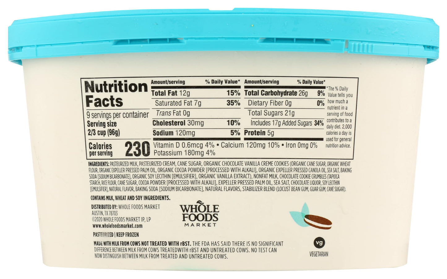 365 by Whole Foods Market, Cookies & Cream Ice Cream, 1.5 QT