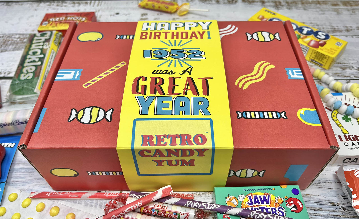 RETRO CANDY YUM ~ 1952 74th Birthday Gift Box Nostalgic Candy Mix from Childhood for 74 Year Old Man or Woman Born Back in 1952 Jr