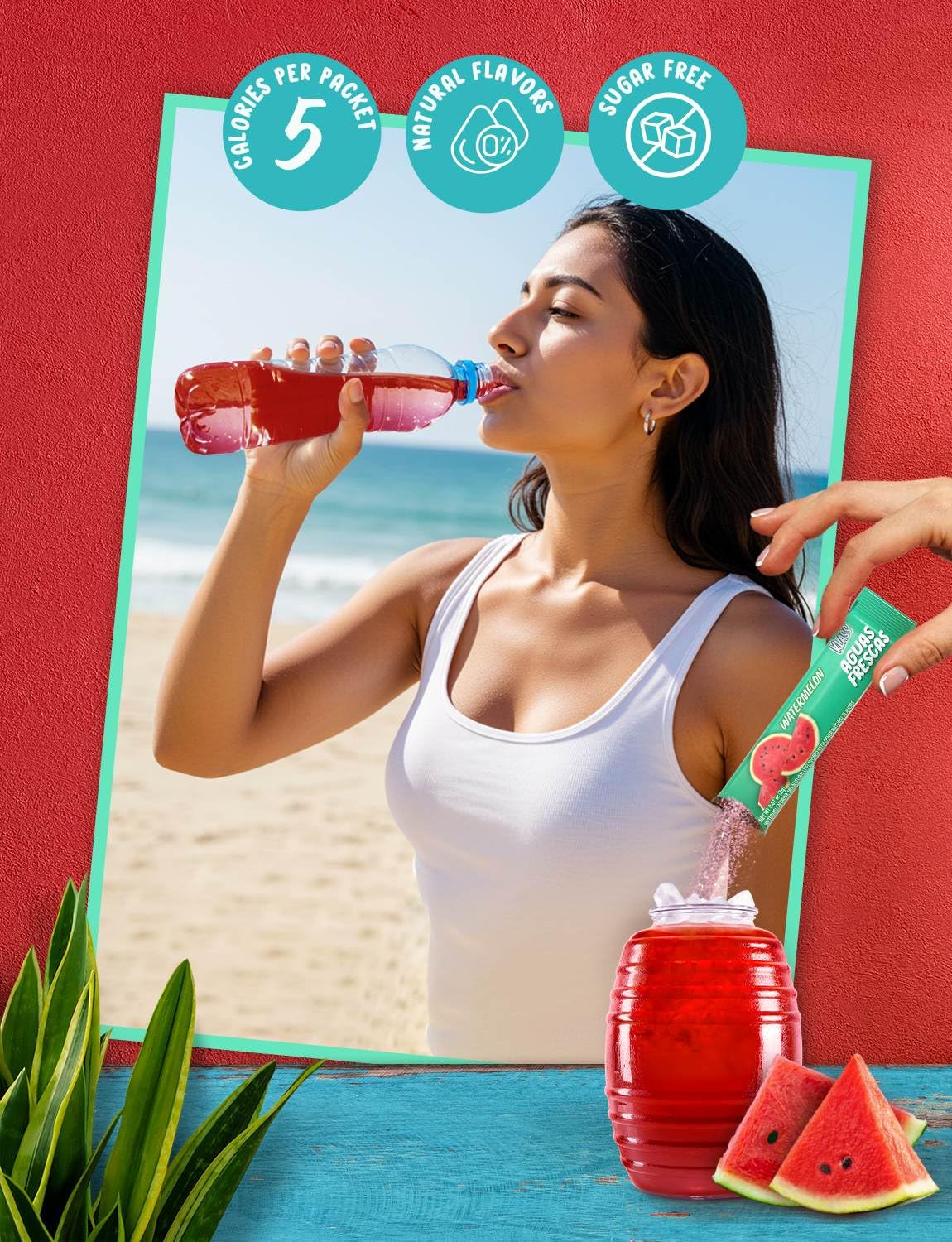 Klass Aguas Frescas, Powdered Drink Mix Variety Pack, 44 Singles Zero Sugar & Caffeine-Free Powder Packets, Water Drink Mix, Flavors: Mango