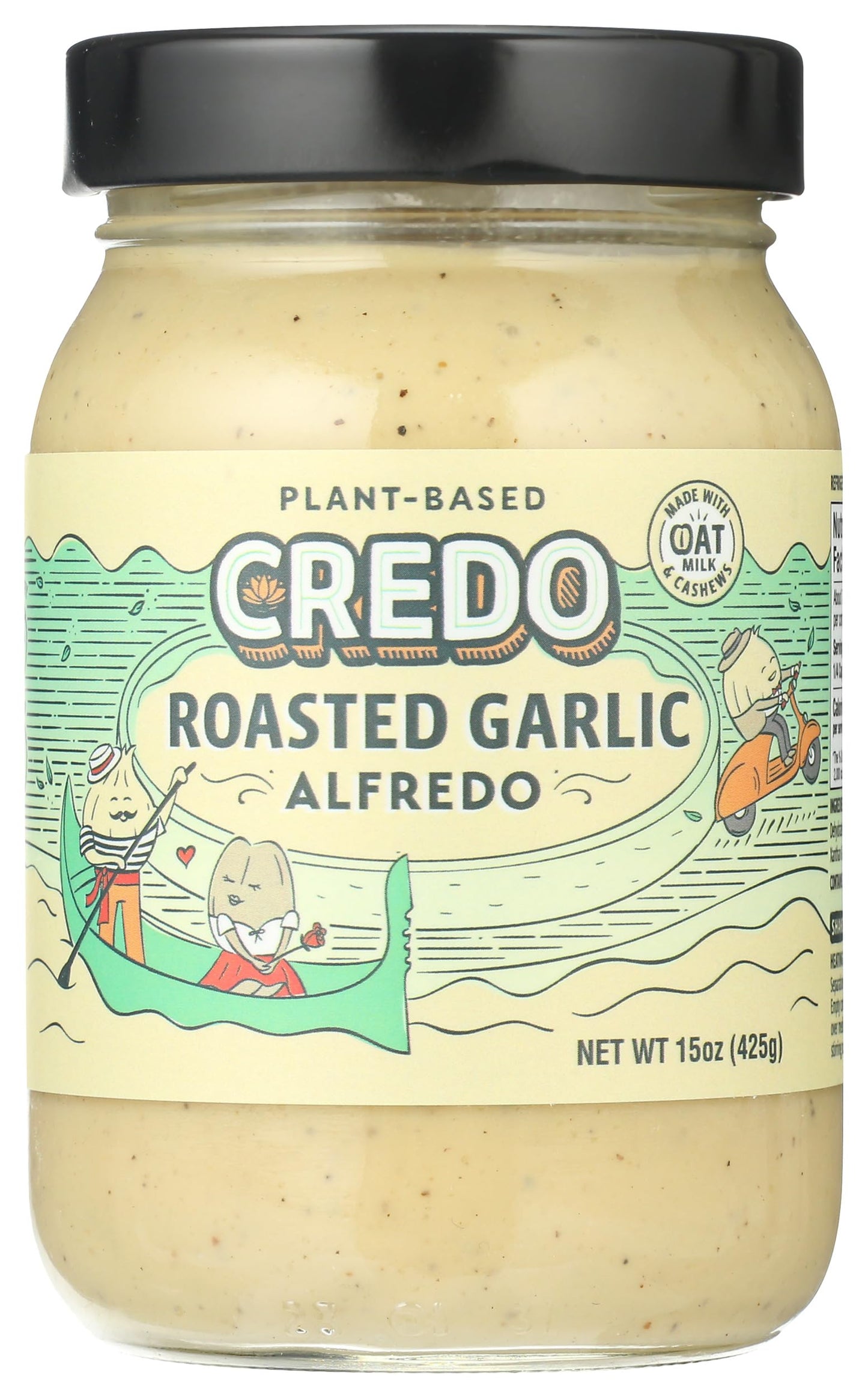 Credo Foods, Sauce Alfredo Roasted Garlic, 15 Ounce
