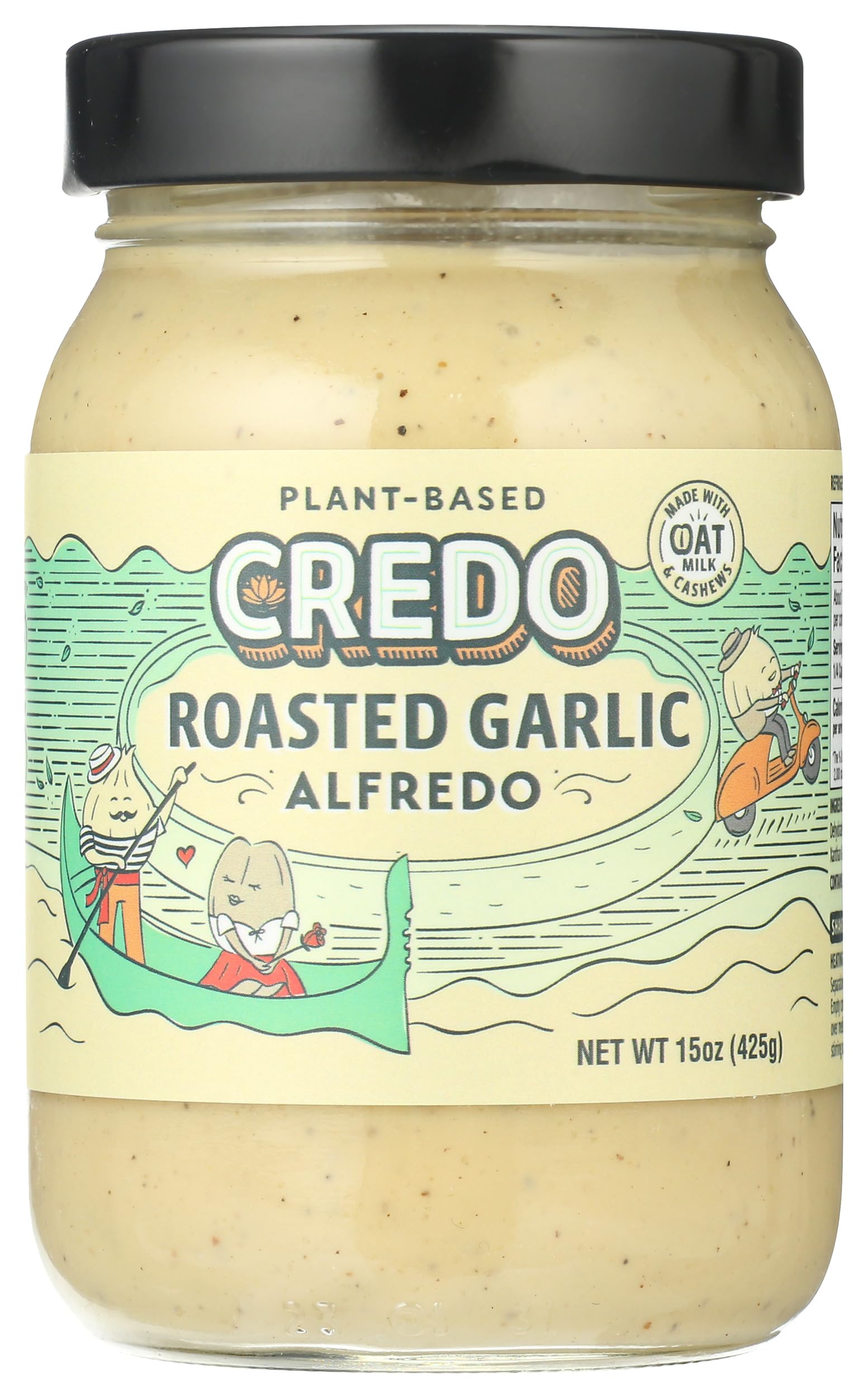 Credo Foods, Sauce Alfredo Roasted Garlic, 15 Ounce