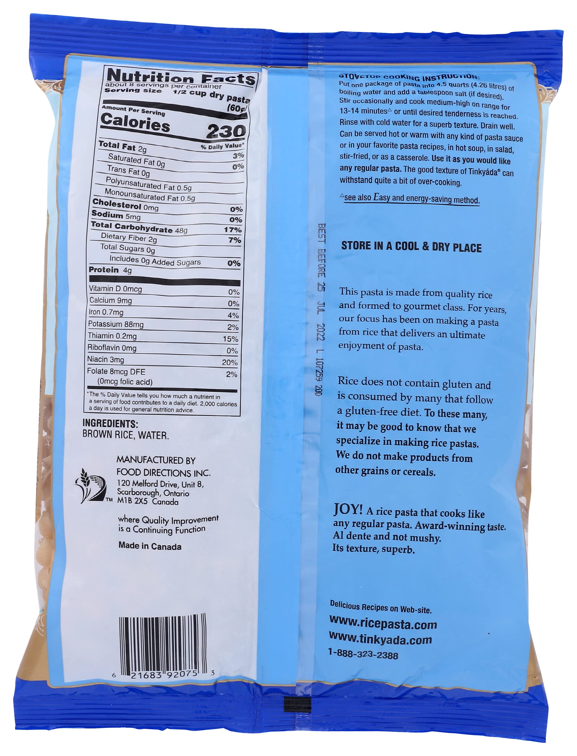 Tinkyada Pasta Joy Ready, Shell, Brown Rice, 16 oz