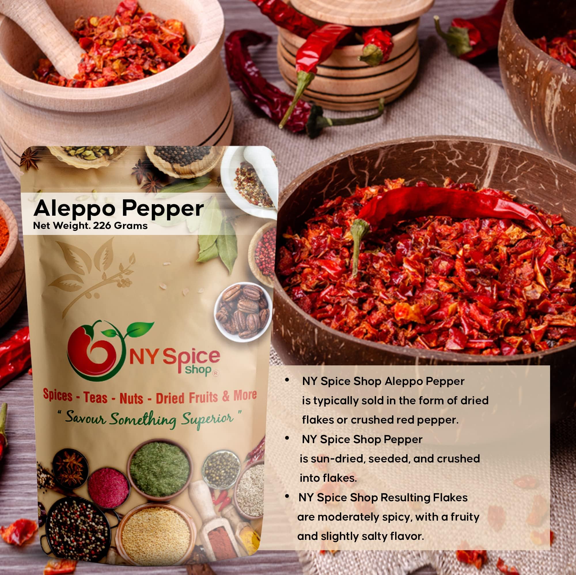 NY SPICE SHOP Aleppo Pepper - 5 Pound Crushed Chili Aleppo Peppers Flakes - Red Aleppo Pepper Spice - Middle Eastern Aleppo Peppers Seasoning, Savory