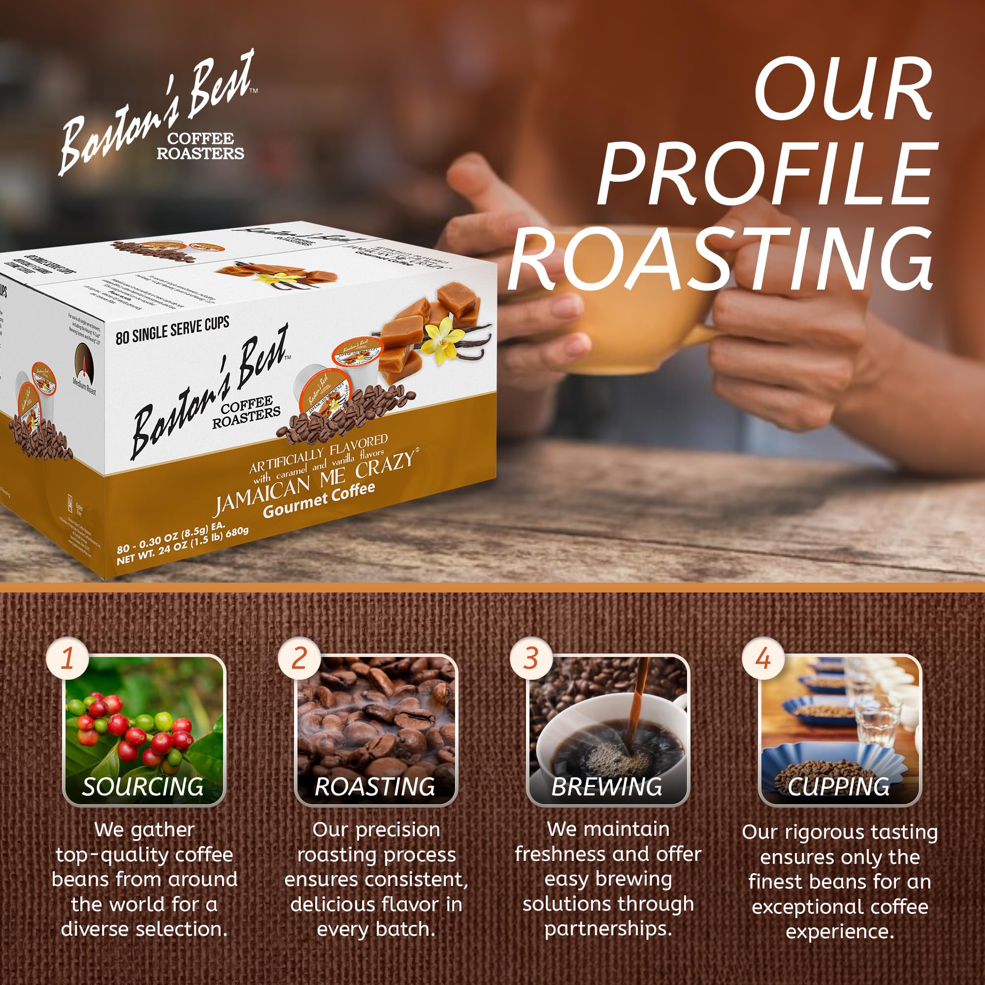 Boston’s Best - Jamaican Me Crazy Flavored Delicious Gourmet Coffee, 1 Count (80 Single Serve Cups)