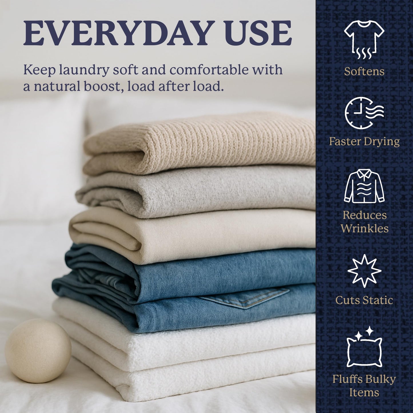 Farberware Wool Dryer Balls 4 Pack - Reusable 100% Wool Balls for Dryer - Natural Fabric Softener for Laundry, Towels & Bedding, Replaces Fabric