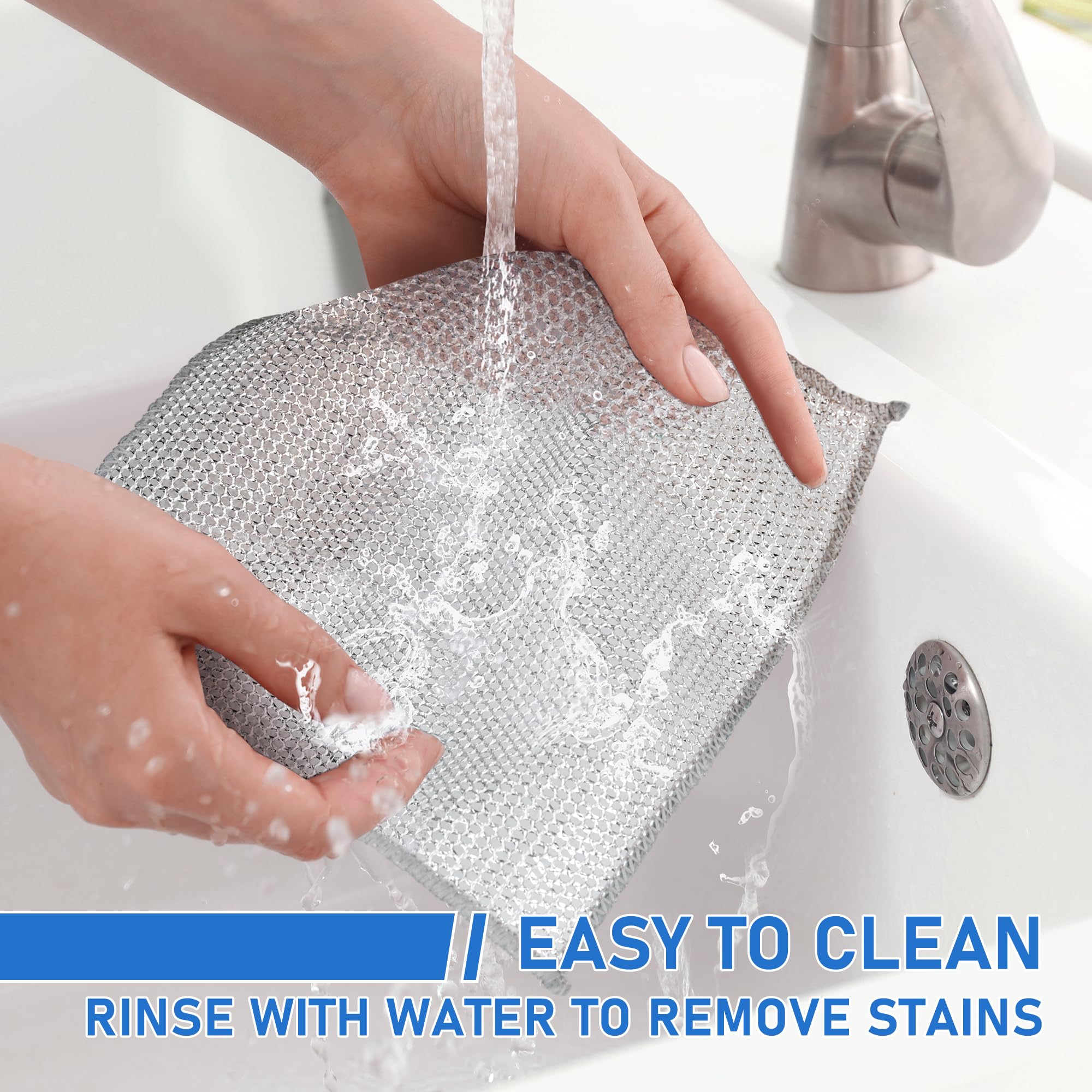 30PCS Non Scratch Wire Dishcloth Steel Wool Scrubber Scrub Pads - Kitchen Dishwashing Rag Sets Bathroom Home Essentials Towels Cleaning Pads