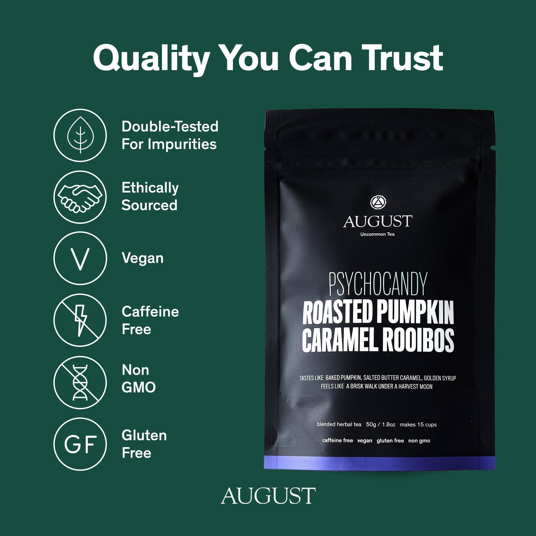August Uncommon Psychocandy Loose Leaf Tea - Roasted Pumpkin Caramel South African Rooibos Tea - Vegan, Gluten-Free & Non-GMO - Creamy Caramel Flavor