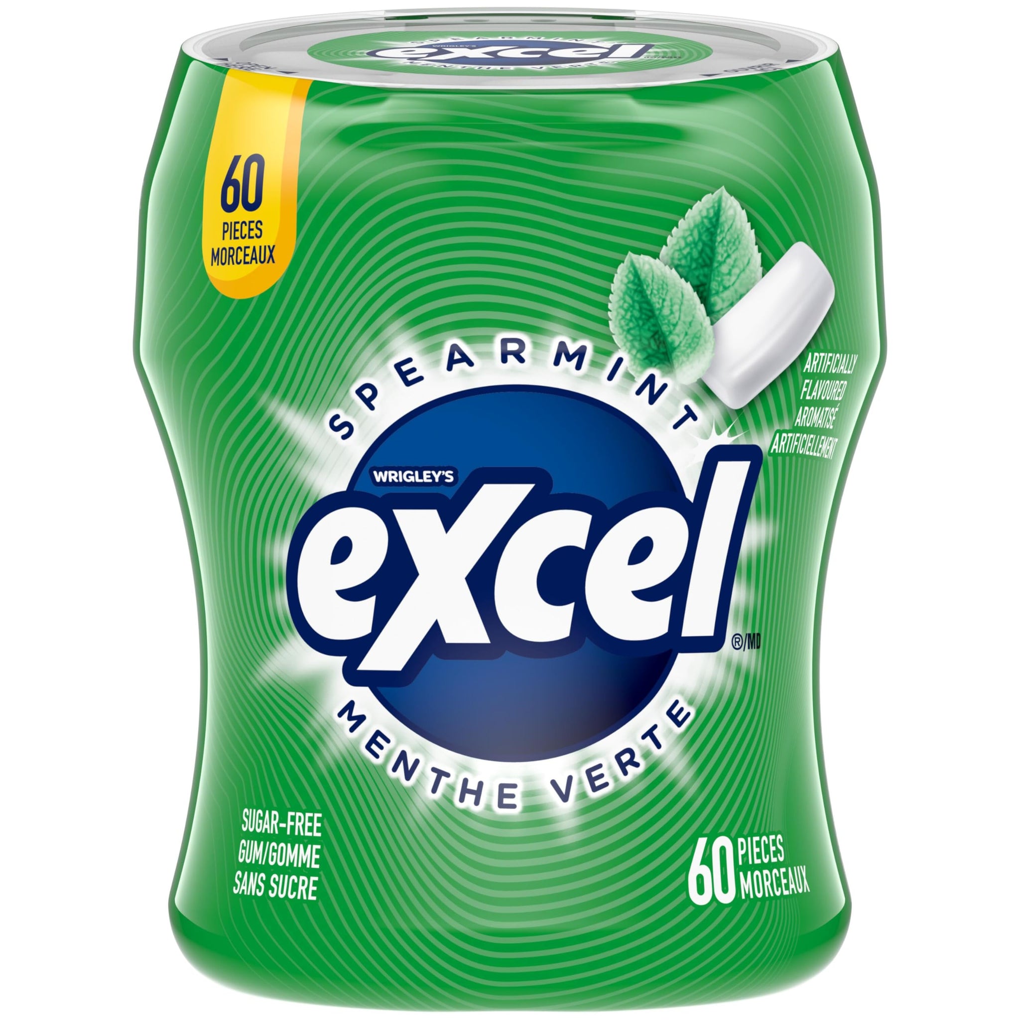 Excel Sugar-Free Gum, Spearmint, 6x60ct, 360 Pieces {Imported from Canada}
