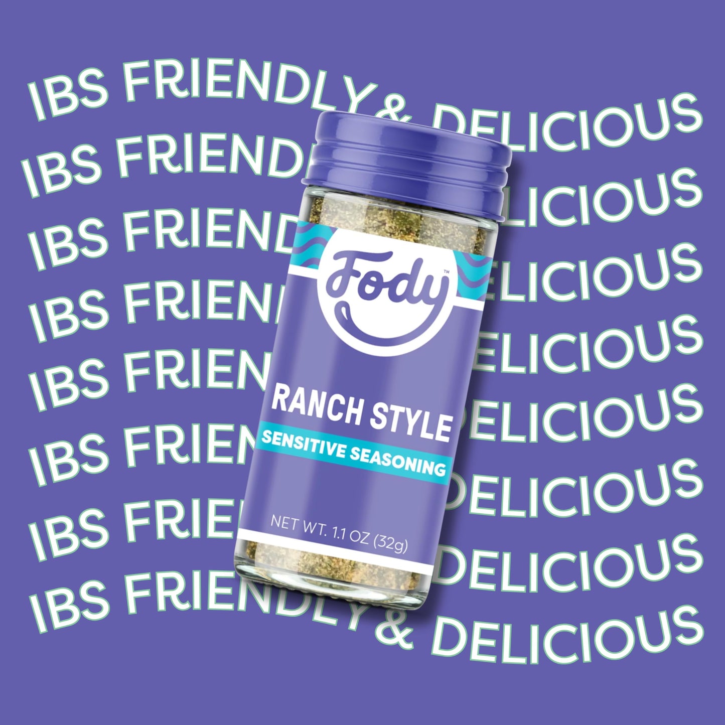 Fody Foods Ranch Seasoning, 1.1 Oz, Garlic and Onion Free, Low FODMAP Certified, Gut & IBS Friendly, Vegan, Non-GMO, Gluten Free, Keto Friendly