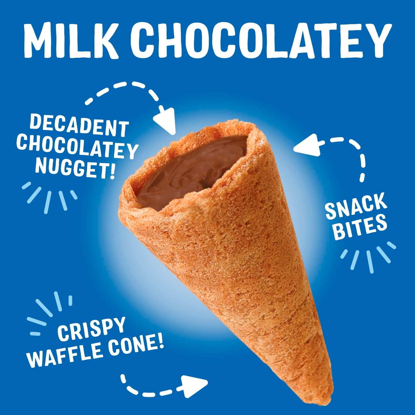 Drumstick Bites Milk Chocolatey Waffle Cone Snacks, Chocolate Dessert, Pantry Snacks 3.5 oz