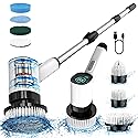 Rotashine Electric Spin Scrubber - Electric Scrubber for Cleaning with 7 Replaceable Heads - Full-Body Waterproof Tub Scrubber with Long Handle
