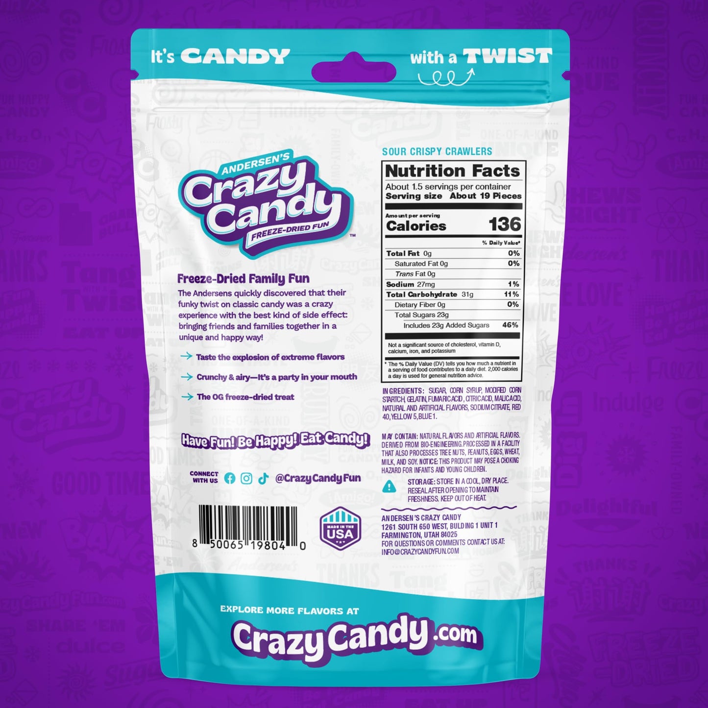 Freeze Dried Sour Gummy Worms, Crazy Candy Sour Crispy Crawlers - Tangy Coating Crunchy Candy, Hollow Texture Treats