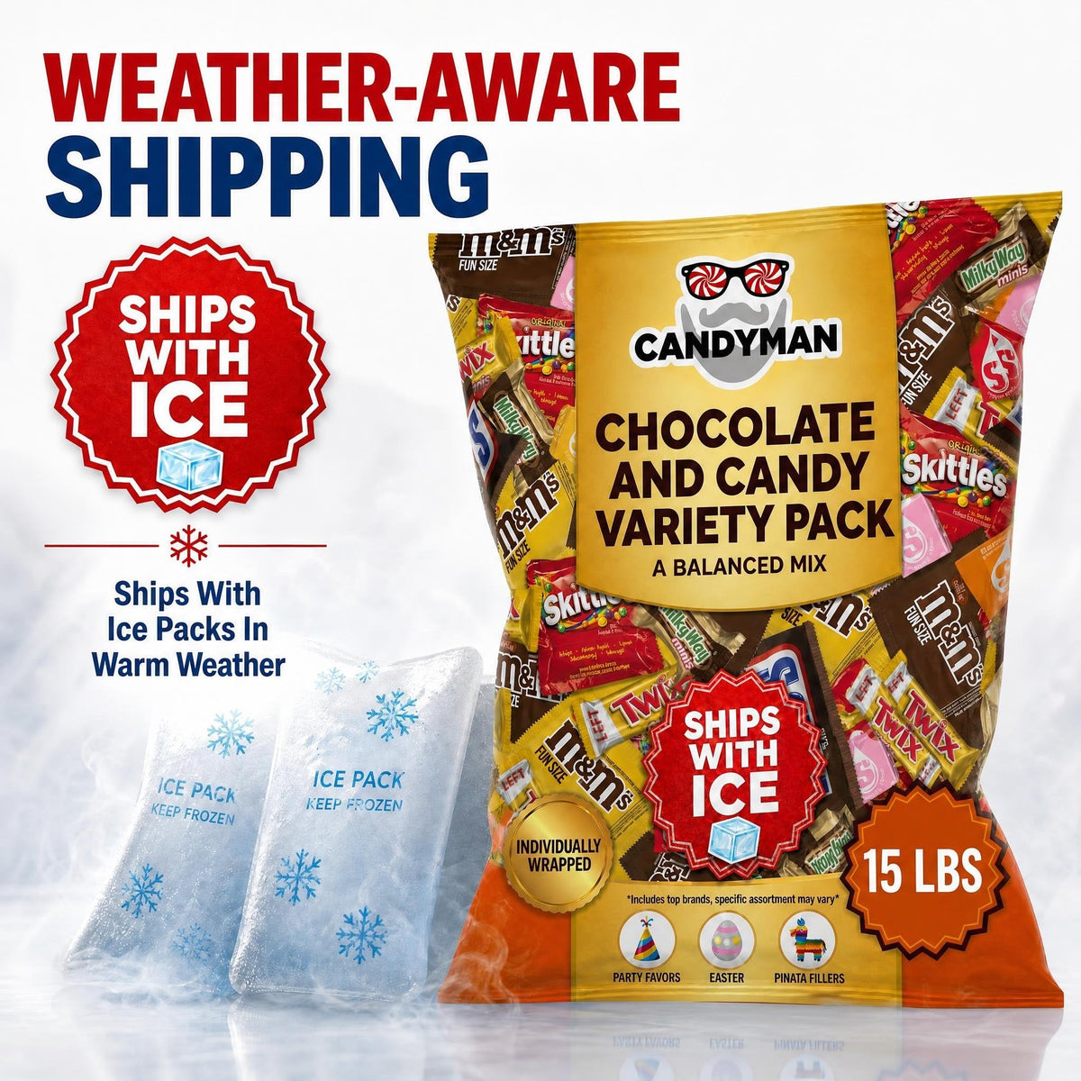 Candyman Candy Variety Pack, Bulk Candy & Chocolate, 15 lb