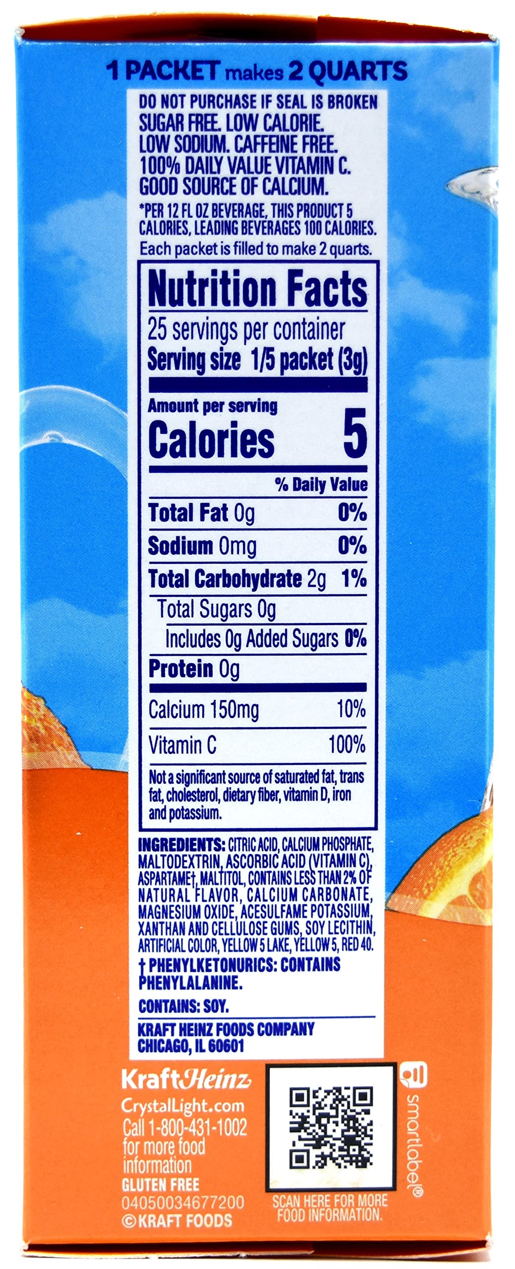 Crystal Light Classic Orange Drink Mix, 10-Quart Canister (Pack of 5)