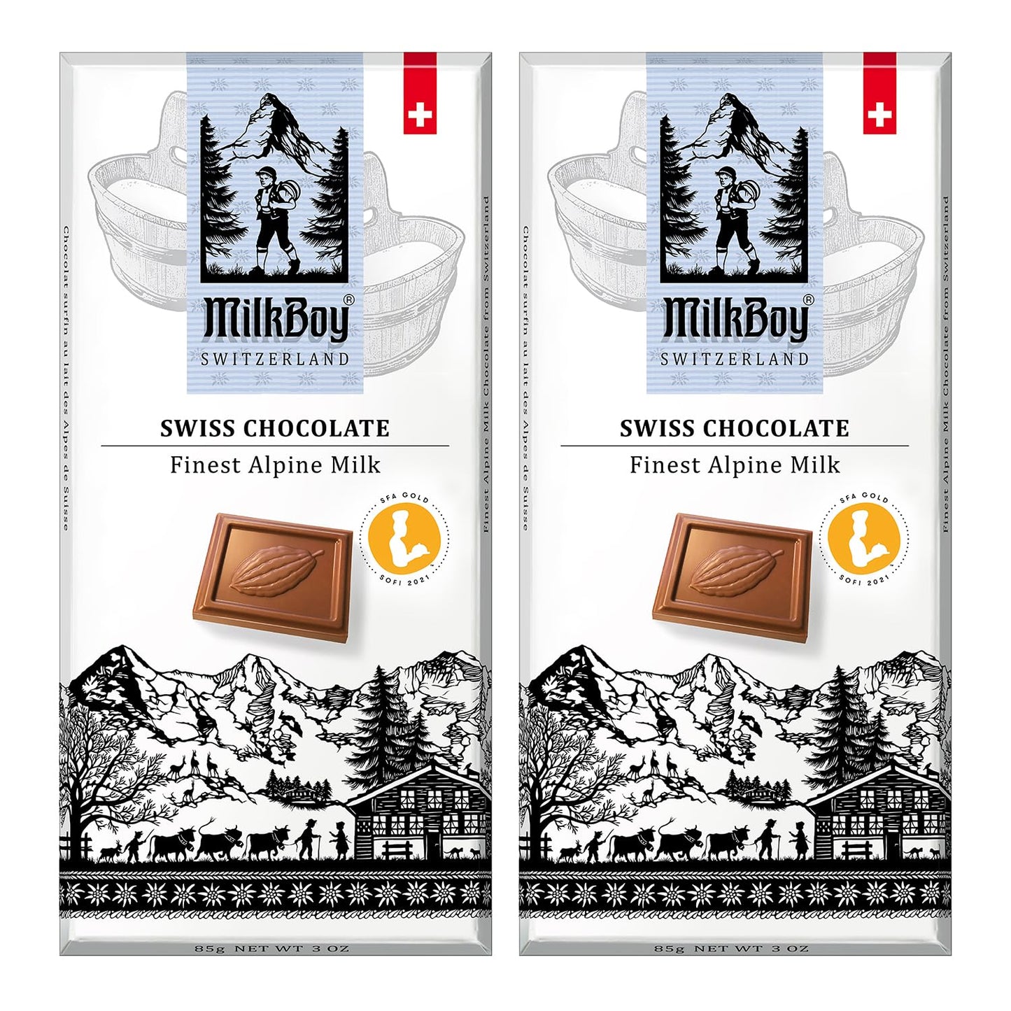 Milkboy Swiss Chocolates Chocolate Bars - Premium Swiss Alpine Milk Chocolate - Smooth European Milk Chocolates Gift - Sustainably Farmed Cocoa