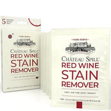 Chateau Spill Red Wine Stain Remover Wipes - 5 Count Individually Wrapped to go Wipes for Stubborn Stains on Clothes, Tablecloth, Carpet, Upholstery
