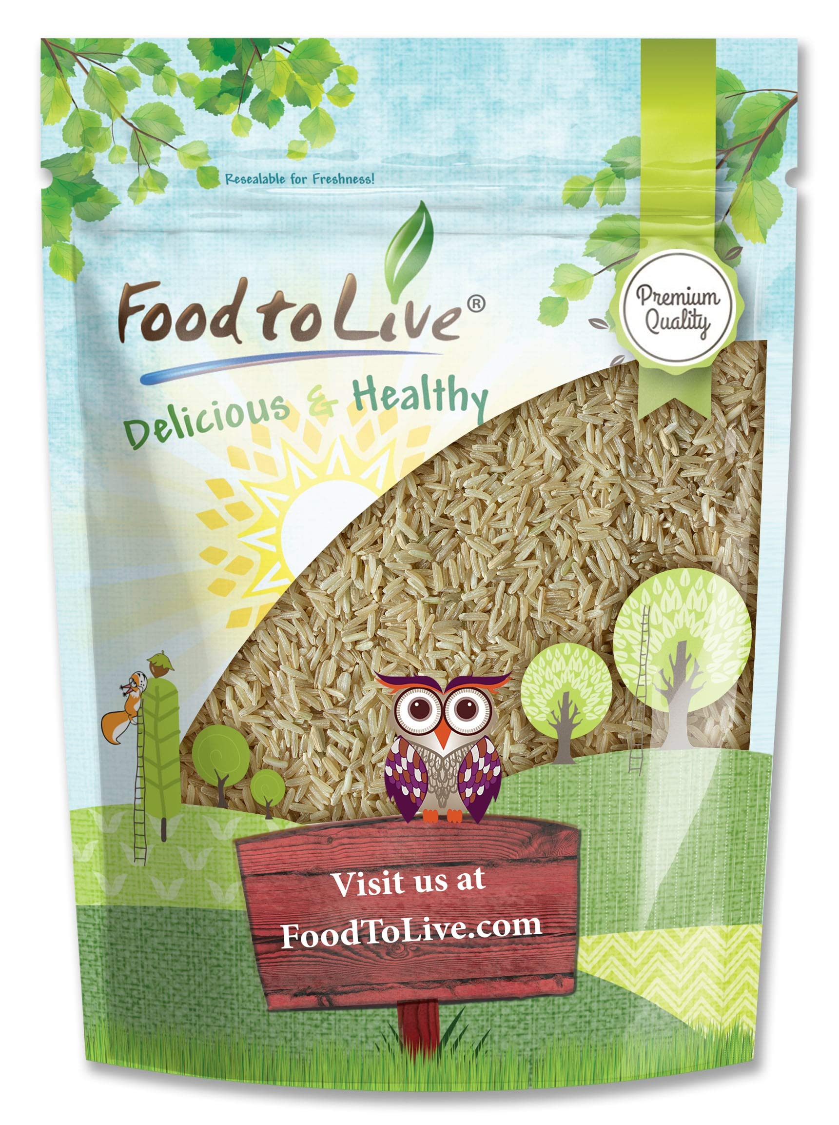 Food to Live Long Grain Brown Rice, 1.5 Pounds - Whole Grain, Raw, Unpolished, Kosher, Vegan Rice. Nutty Flavor, Chewy Texture. Perfect for Salads, Pilafs.