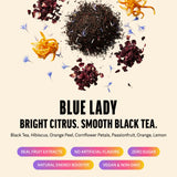 Zest Energy Tea Bags - Blue Lady Passion Fruit Black Tea - High Caffeine Tea for Morning Energy, Focus & Clarity - Natural Caffeinated Tea with 150mg