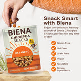 BIENA Chickpea Snacks - Crunchy Roasted Chickpeas - High Fiber Vegan Protein Snacks for Adults and Kids - 4-Pack, 5 Ounce - Habanero
