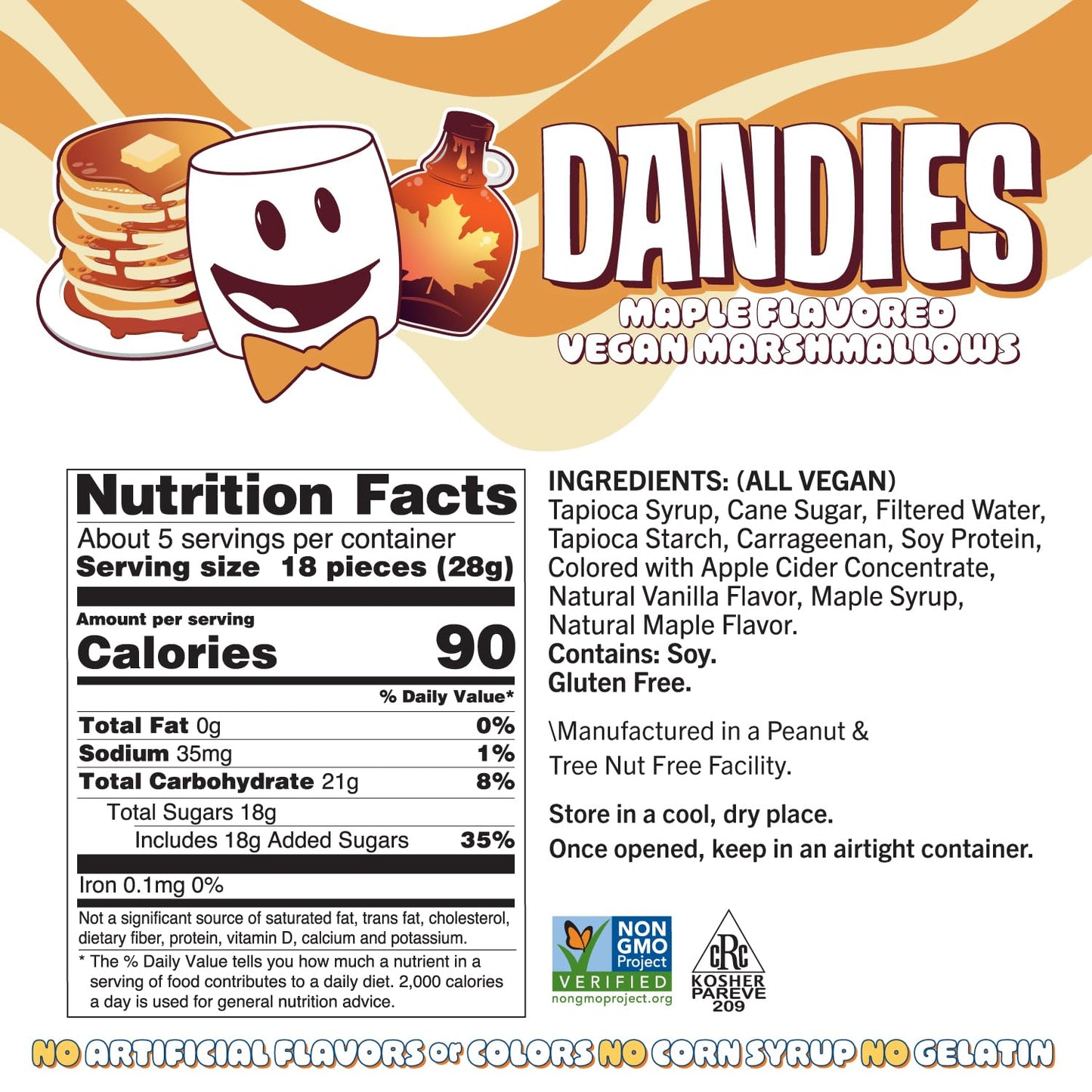 Dandies Maple Vegan Marshmallows, No Artificial Flavorings, Food Dyes, Corn Syrup, or Gelatin, Perfect for Roasting, S’mores, or Snacking (Maple, 2