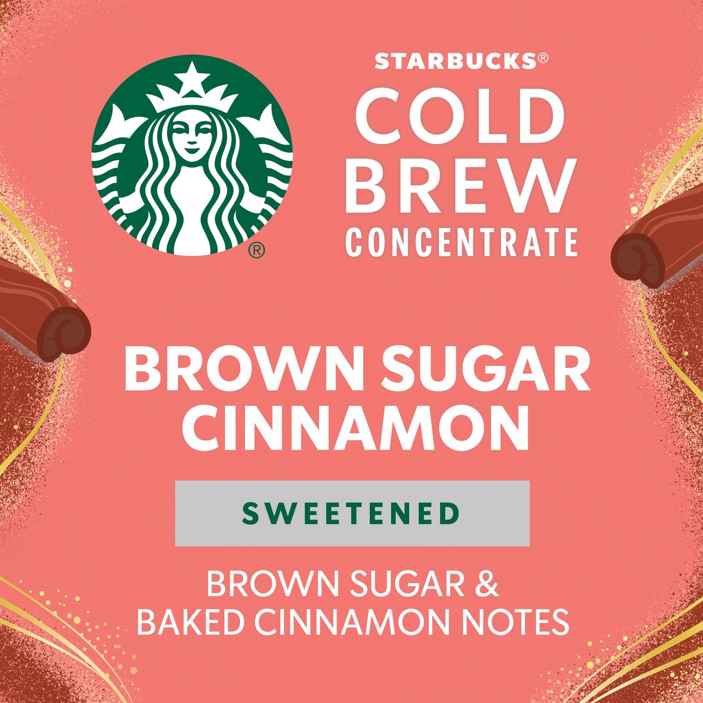 Starbucks Cold Brew Coffee Concentrate, Sweetened Brown Sugar Cinnamon Flavored Iced Coffee, 32 fl oz