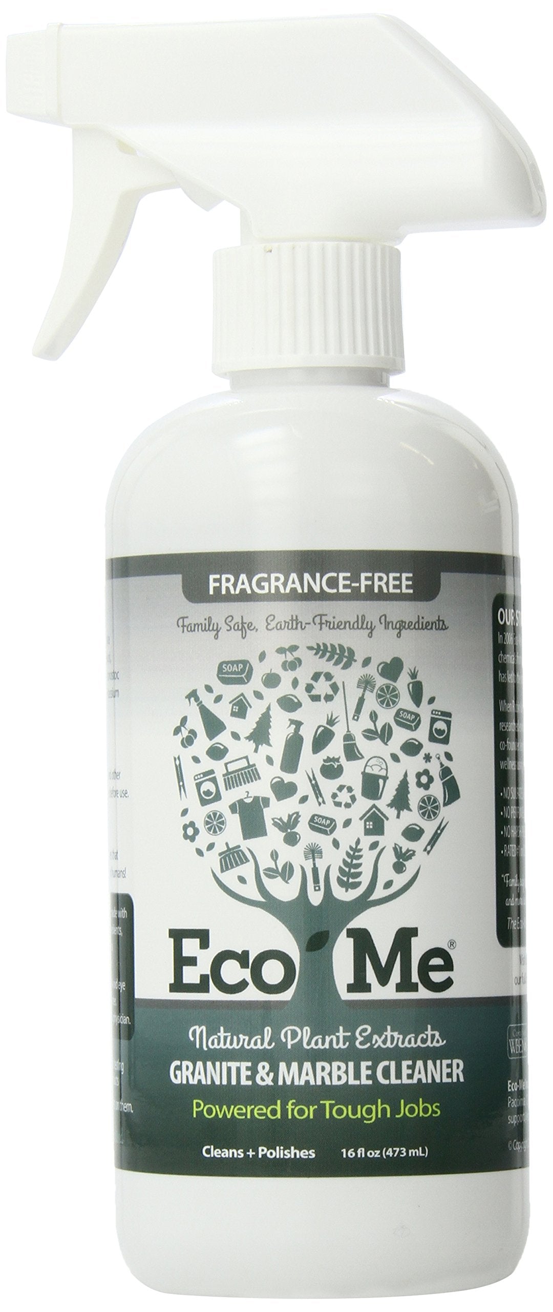 Eco-me Natural Multi Surface Granite and Marble Cleaner, Healthy Fragrance-Free Scent, 16 Ounces, Clear (ECOM-GMFF16-06)