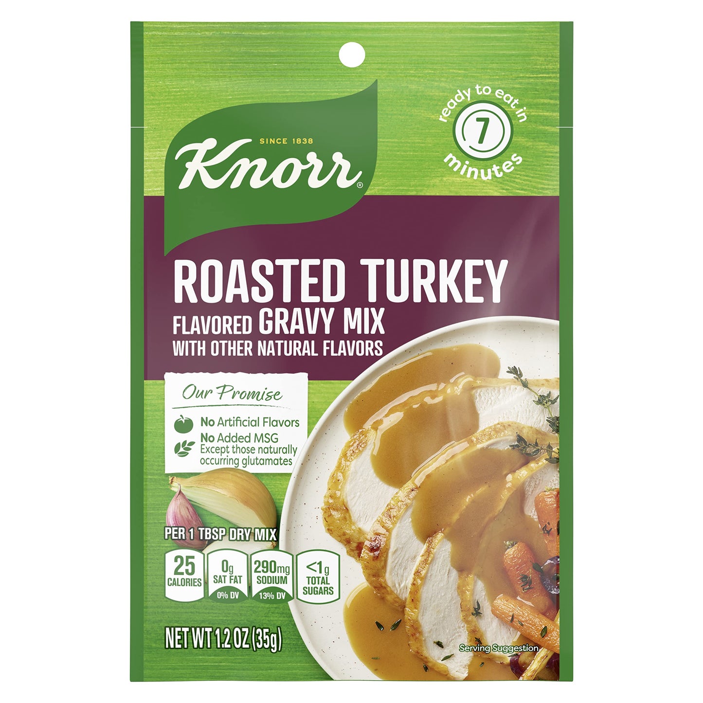 Knorr Turkey Gravy Mix For Delicious Easy Meals and Side Dishes Roasted Turkey Sauce and Gravy With No Artificial Flavors, No Added MSG 1.2 oz, Pack