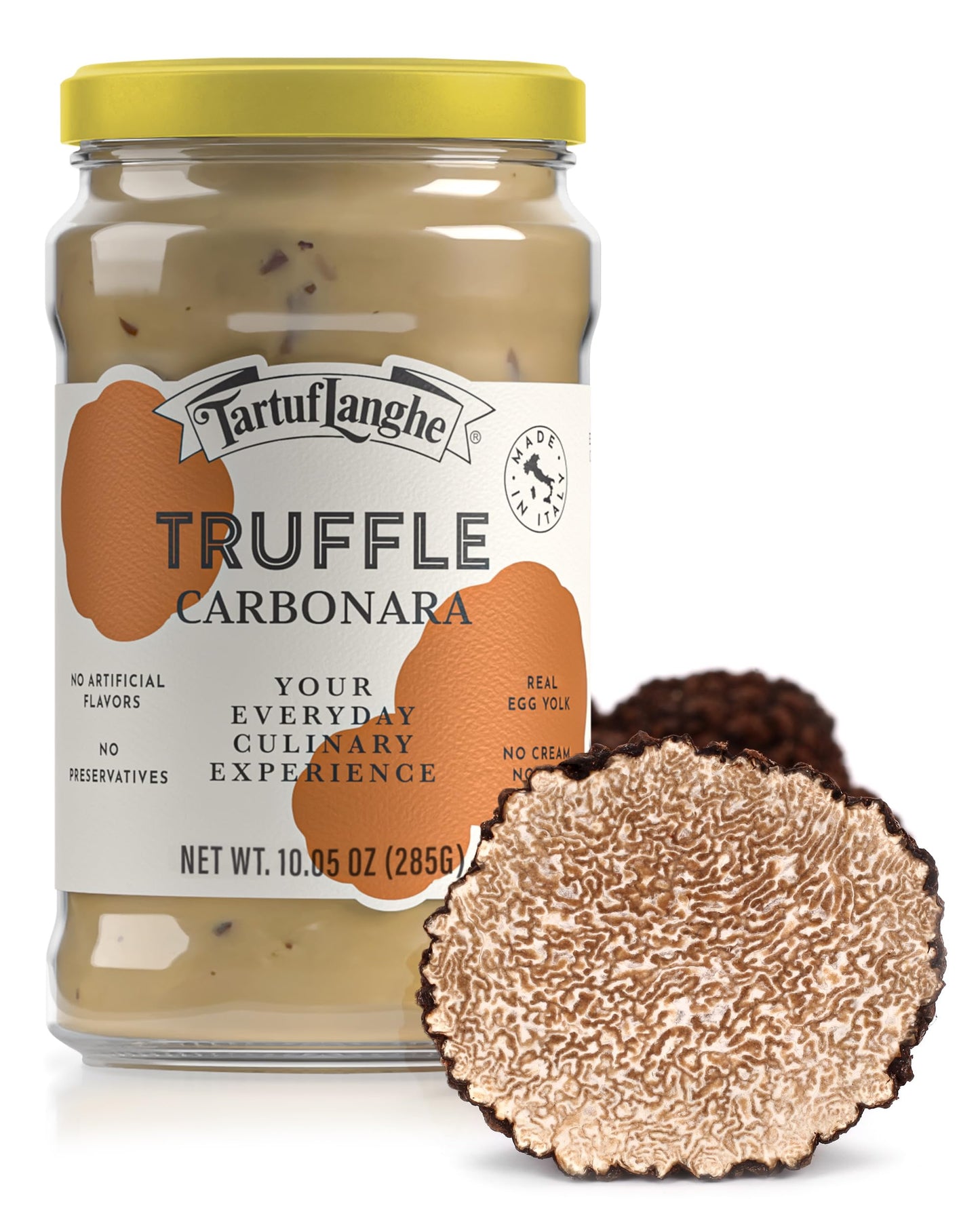 TartufLanghe Black Truffle Carbonara Sauce - Creamy Pasta Sauce with Egg Yolk, Cheese, and Summer Black Truffle from Italy, Authentic Italian Food, No
