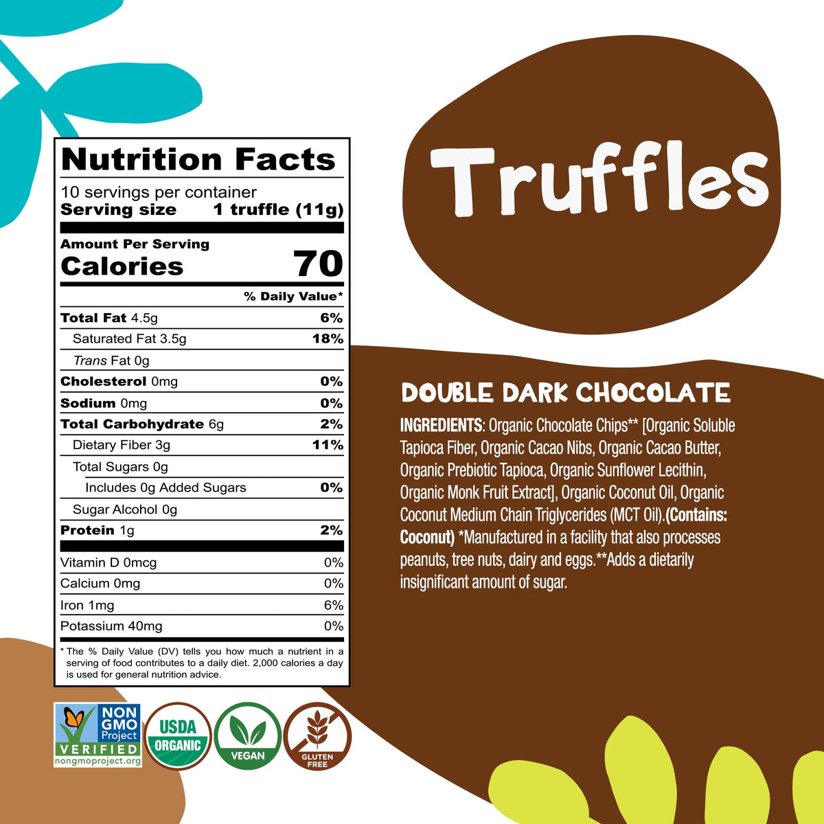 BHU FOODS Keto Fat Bombs, Organic, Vegan, Low Carb Sugar Free, Decadent Candy made with Clean Ingredients, Double Dark Chocolate Truffles (2 Bags)
