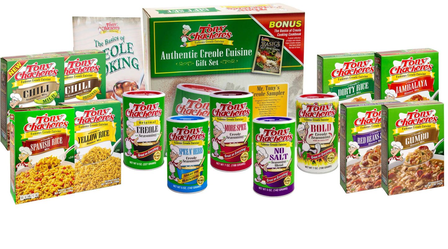 Tony Chachere’s Cajun Gift Set - Multiple Varieties of Seasonings & Spices - Great Idea for Cooks and Food Lovers (Gift Set, Mr. Tony's Creole
