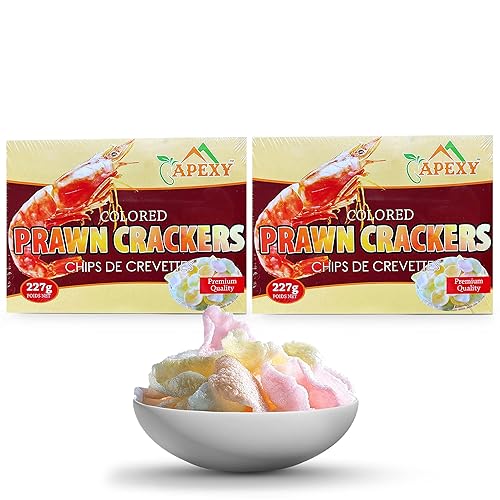 APEXY Authentic Prawn Crackers Uncooked, Crispy and Delicious Shrimp Chips for Party Appetizers and Snacks, Cook and Serve, 8 oz (227g), Pack of 2