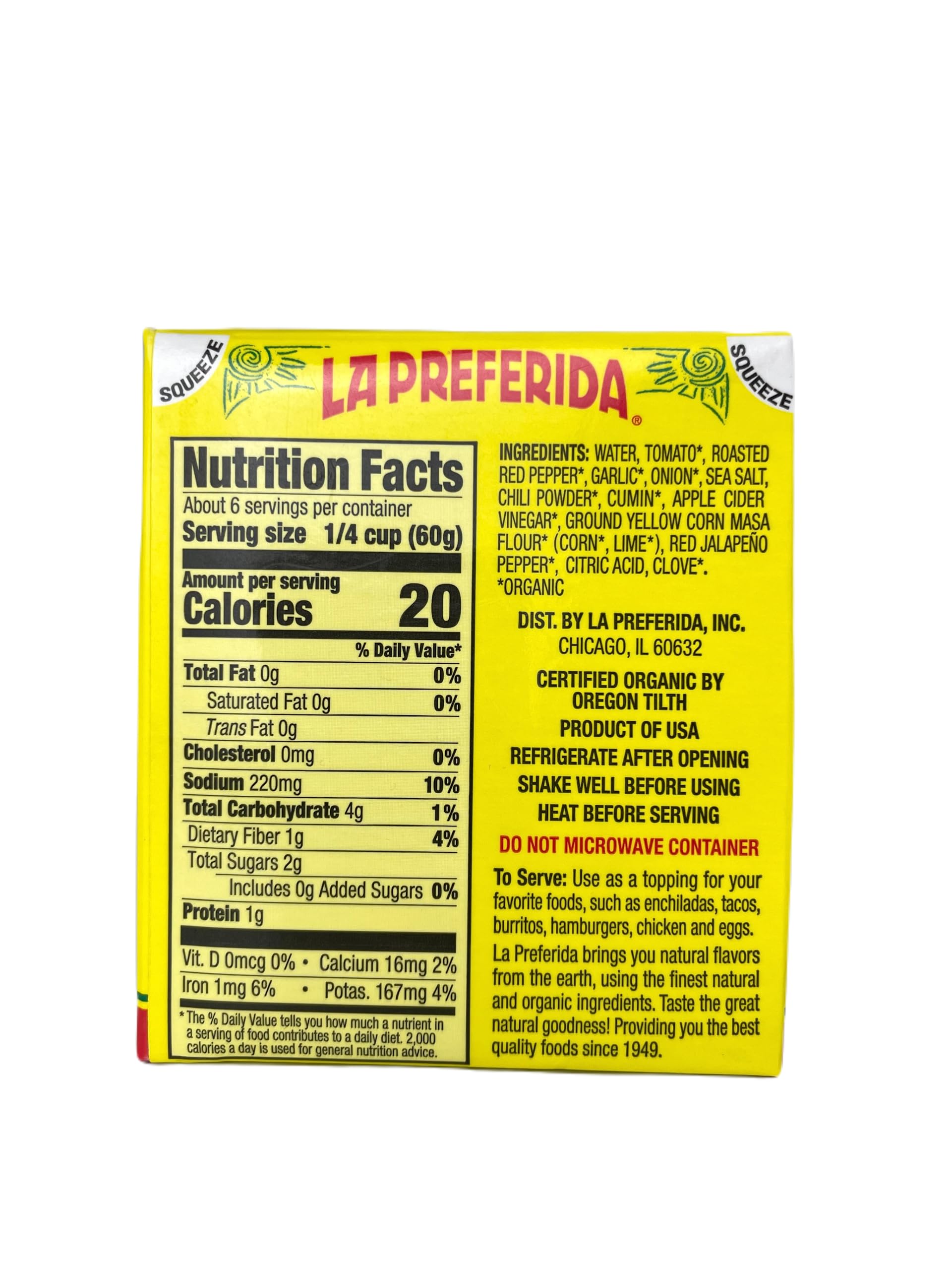 Organic Red Enchilada Sauce ? Tetra Recart