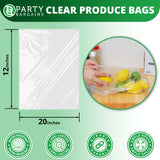 PARTY BARGAINS 20 x 12 Inch Clear Plastic Produce Bags on a Roll, 1400 Count - Food-Grade Polyethylene Grocery Bags for Fruits, Vegetables, Bread