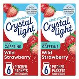 Crystal Light Energy Wild Strawberry Powdered Drink Mix, Sugar-Free, 5 Calories Per Serving, On-the-Go Pitcher Packets, 6 CT (Pack of 2)
