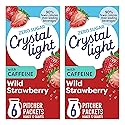Crystal Light Energy Wild Strawberry Powdered Drink Mix, Sugar-Free, 5 Calories Per Serving, On-the-Go Pitcher Packets, 6 CT (Pack of 2)