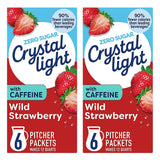 Crystal Light Energy Wild Strawberry Powdered Drink Mix, Sugar-Free, 5 Calories Per Serving, On-the-Go Pitcher Packets, 6 CT (Pack of 2)