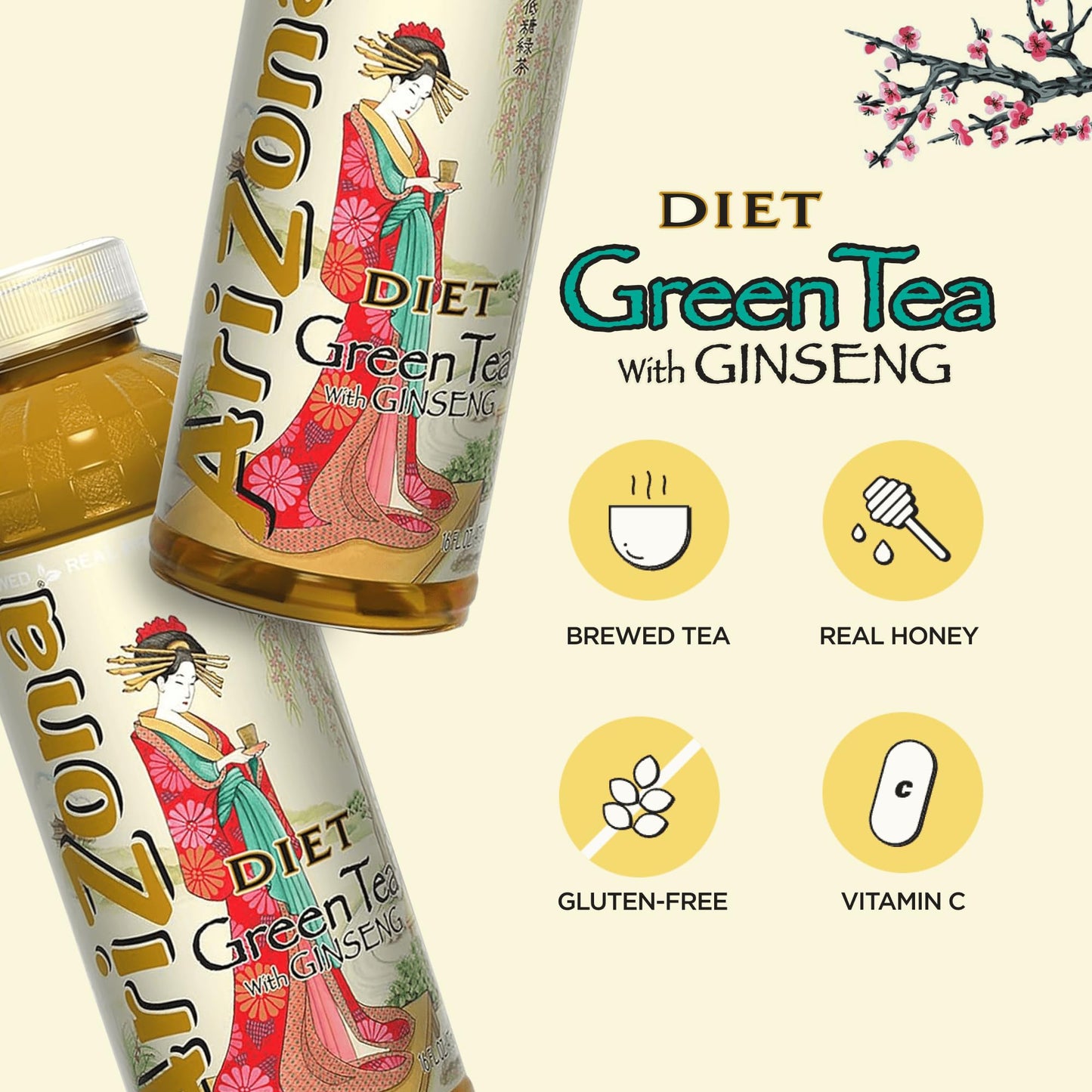 Arizona Premium Brewed Diet Green Tea, 16 Fl Oz (Pack of 12)