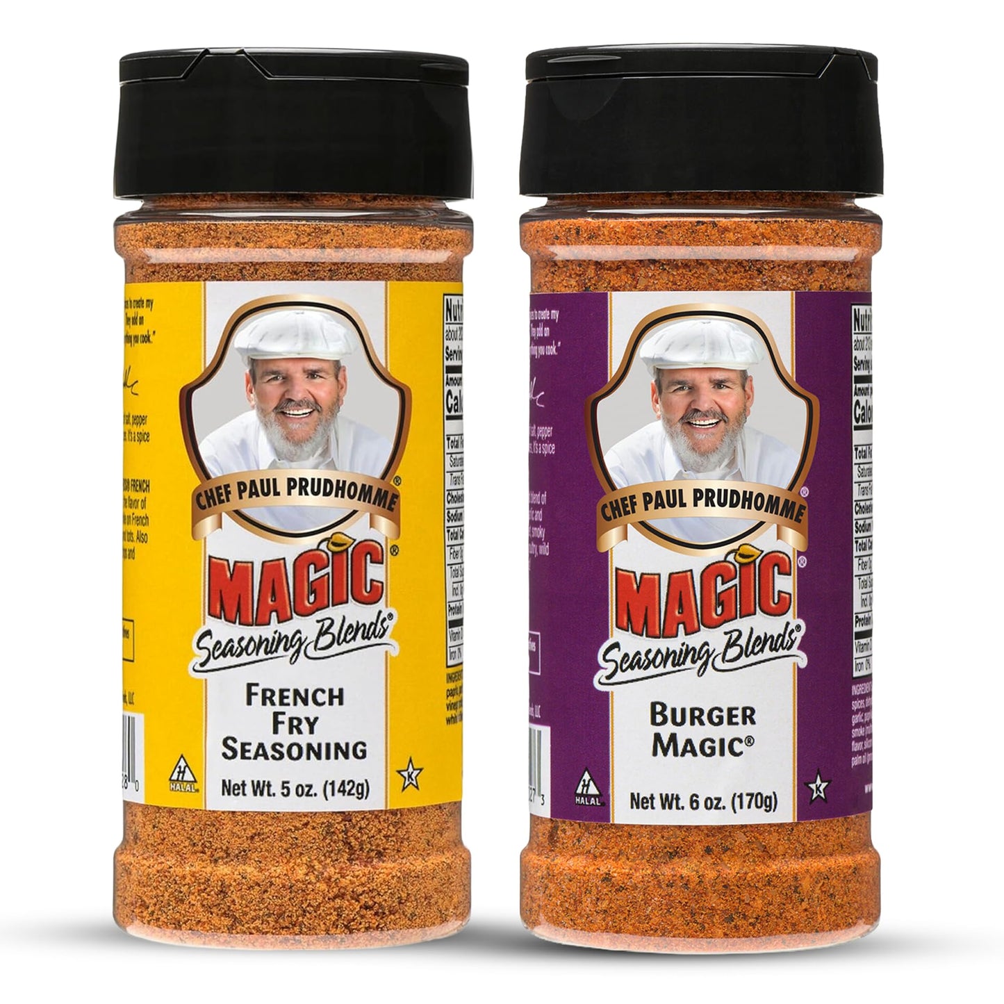 Chef Paul Magic Seasonings Blends French Fry (5 oz), and Burger (6 oz), Variety Pack - Smoky All-Purpose Blend for Patties, Potato Fries & BBQ Sides
