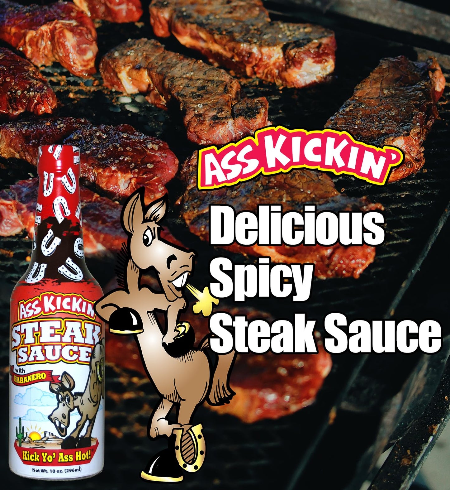 Ass Kickin' Spicy Steak Sauce with Habanero 10 oz. Premium Gourmet Steak Sauce with Hot Pepper Perfect for Hot Sauce Fans Try if You Dare!